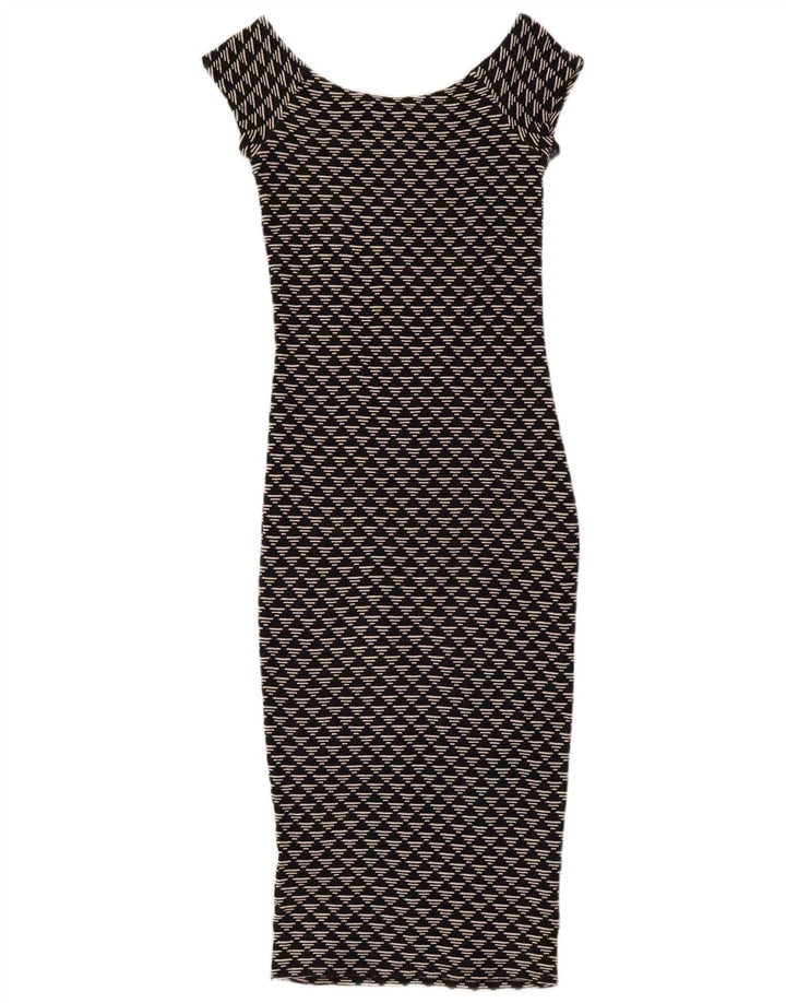 Zara Γυναικείο Bodycon Φόρεμα UK 8 Small Black Geometric