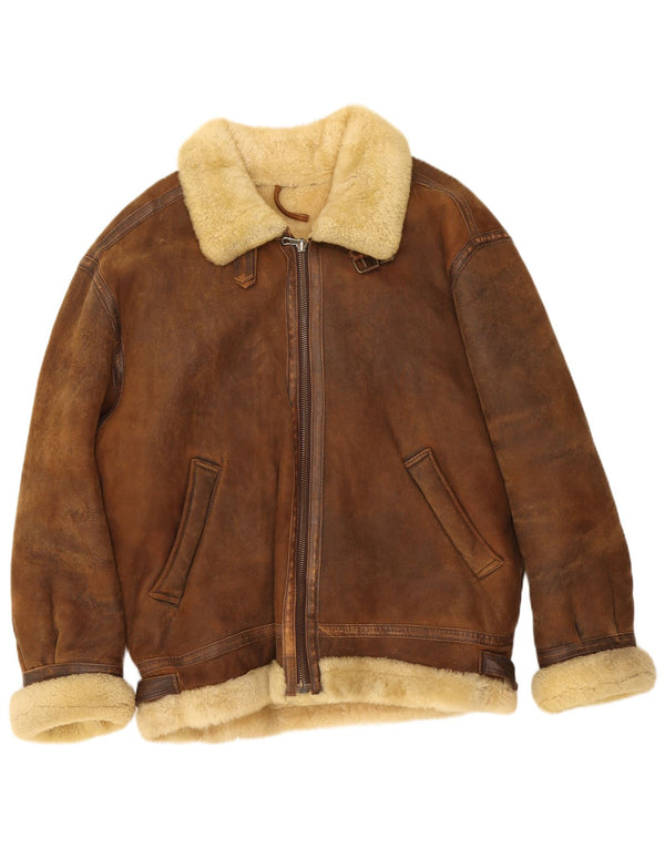 Vintage Ανδρικό Shearling Jacket UK 42 XL Brown Shearling