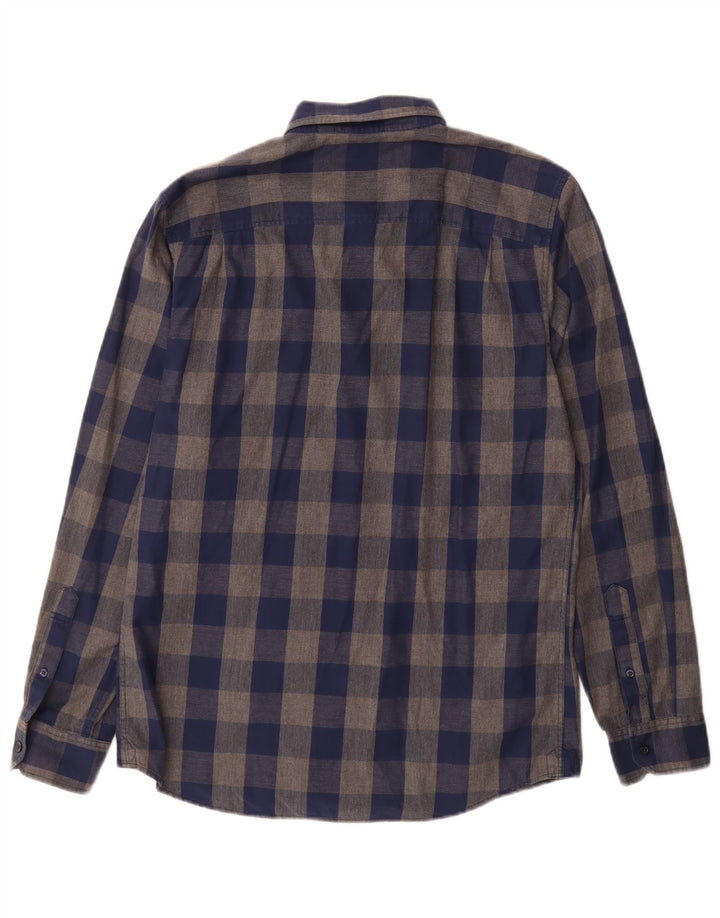 Jack Wills Ανδρικό πουκάμισο με κλασική εφαρμογή φανελένιο μεσαίο μπλε ναυτικό βαμβακερό Gingham