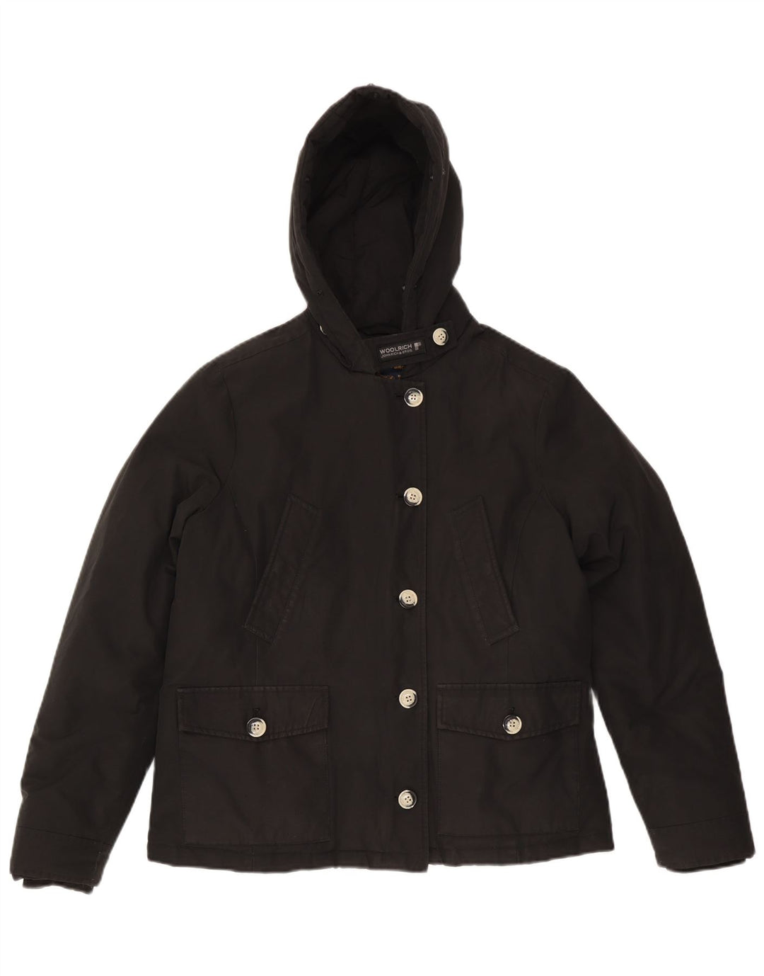 Woolrich Γυναικείο μπουφάν με κουκούλα μεγάλου μεγέθους, UK 18 XL μαύρο βαμβακερό