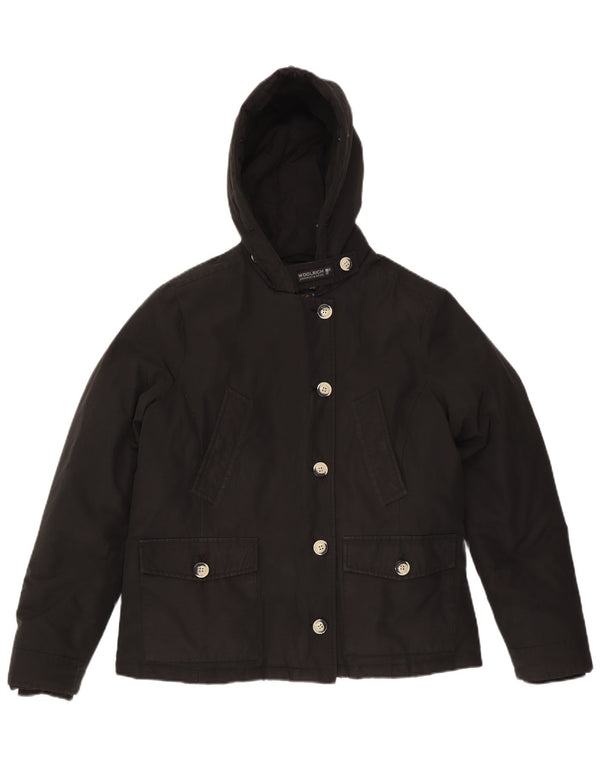 Woolrich Γυναικείο μπουφάν με κουκούλα μεγάλου μεγέθους, UK 18 XL μαύρο βαμβακερό