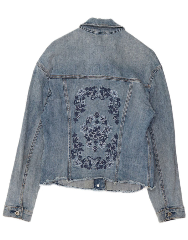 HOLLISTER Γυναικείο Τζιν Μπουφάν UK 6 XS Μπλε φλοράλ βαμβακερό