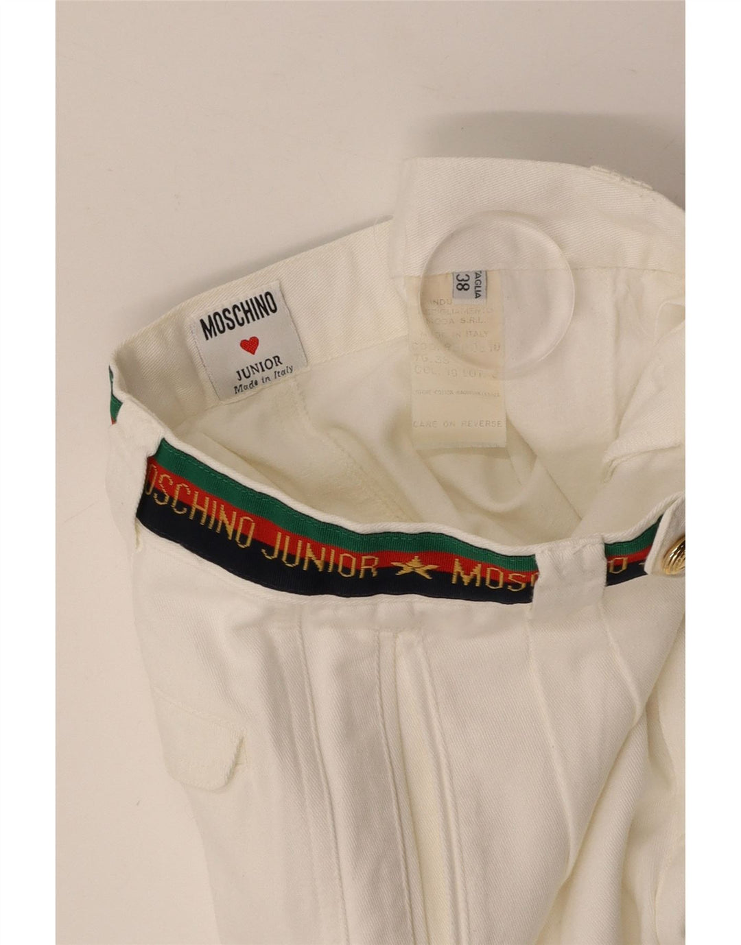 MOSCHINO Παντελόνι με γραφικό κοστούμι για αγόρια 9-10 ετών W24 L25 λευκό βαμβακερό