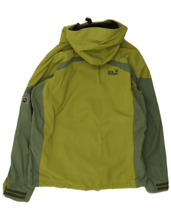 Jack Wolfskin Γυναικείο μπουφάν βροχής με κουκούλα UK 14/16 Large Green Colourblock