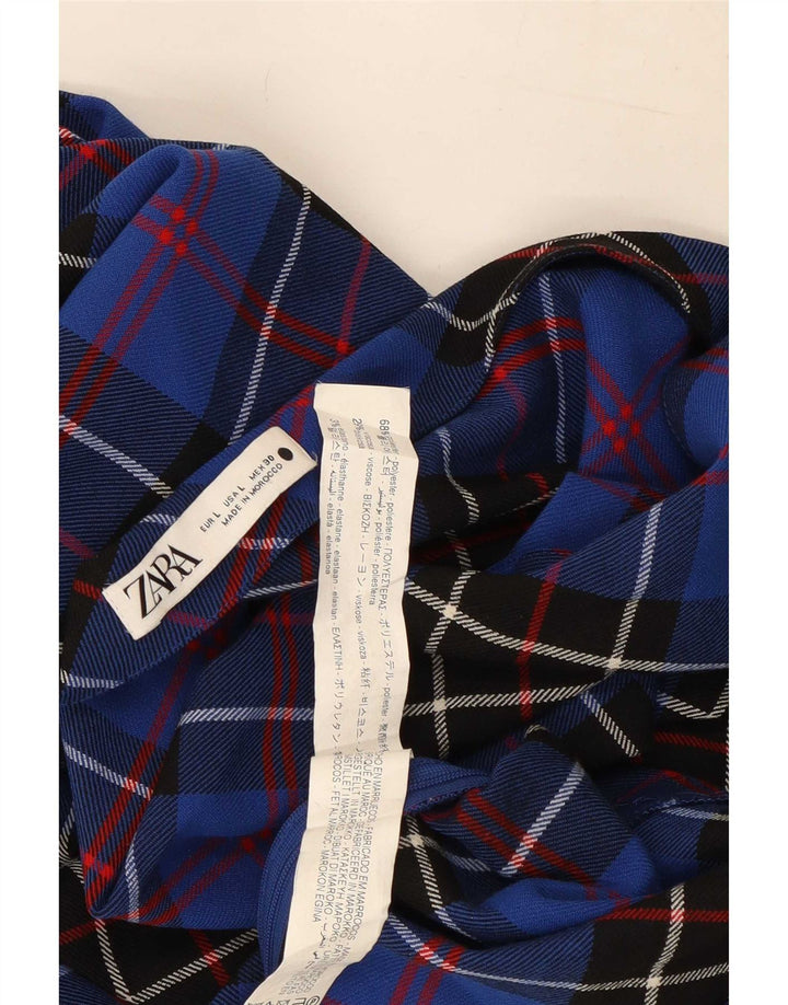 Zara γυναικείο μανίκι 3/4 μπλουζάκι με έναν ώμο UK 14 Μεγάλο μπλε τσεκ πολυεστέρα