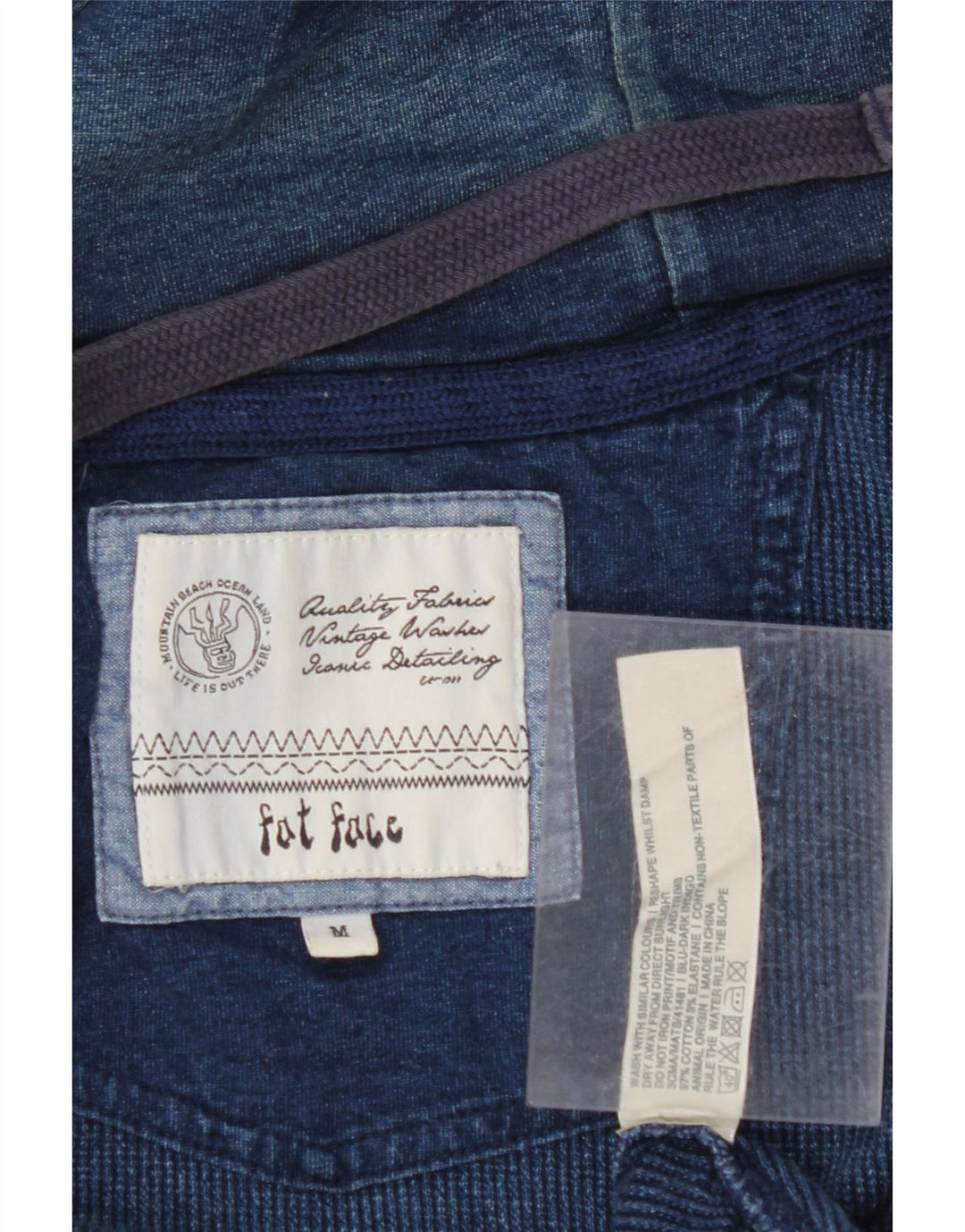 Ανδρικό πουλόβερ με κουκούλα με φερμουάρ FAT FACE Βαμβακερό μεσαίο ναυτικό