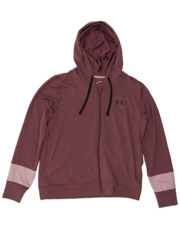 Γυναικείο πουλόβερ UNDER Armour με φερμουάρ UK 14 Medium Maroon Colourblock
