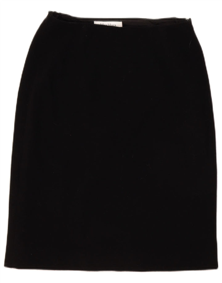 Max Mara Γυναικεία ίσια φούστα UK 12 Medium W28 Μαύρη μάλλινη