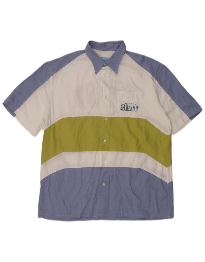 JECKERSON Ανδρικό κοντομάνικο γραφικό πουκάμισο XL μπλε χρώματος