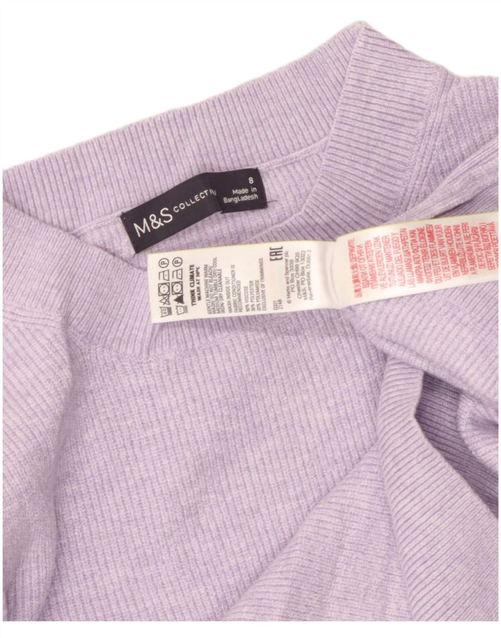 MARKS & SPENCER Γυναικείο πουλόβερ Crop Crew Neck Jumper UK 8 Small Purple