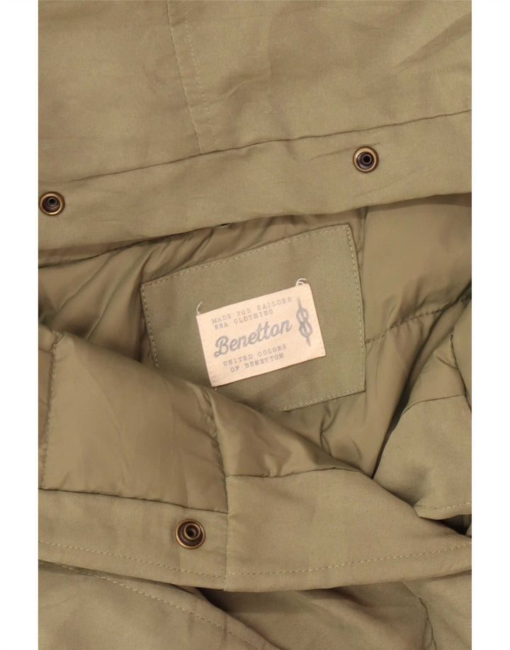 Benetton Γυναικείο Μπουφάν Parka με κουκούλα UK 14 Medium Green