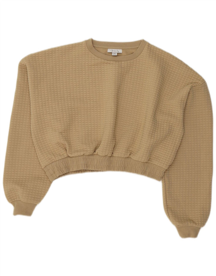 Topshop Γυναικεία φούτερ Crop Jumper UK 14 Large Beige Polyester