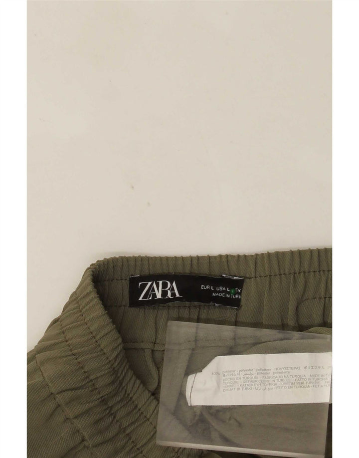 Zara Γυναικείο κωνικό cropped παντελόνι Large W32 L24 Khaki Polyester