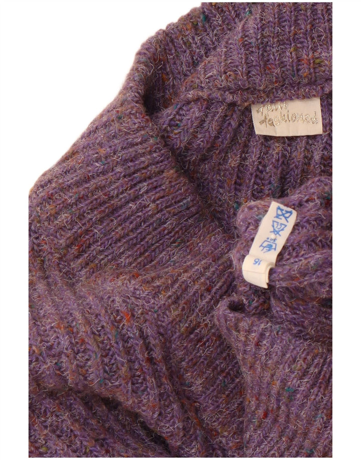 VINTAGE Γυναικείο πουλόβερ με λαιμόκοψη σε μεγάλο μέγεθος UK 16 Μεγάλα μωβ φλύκταινα