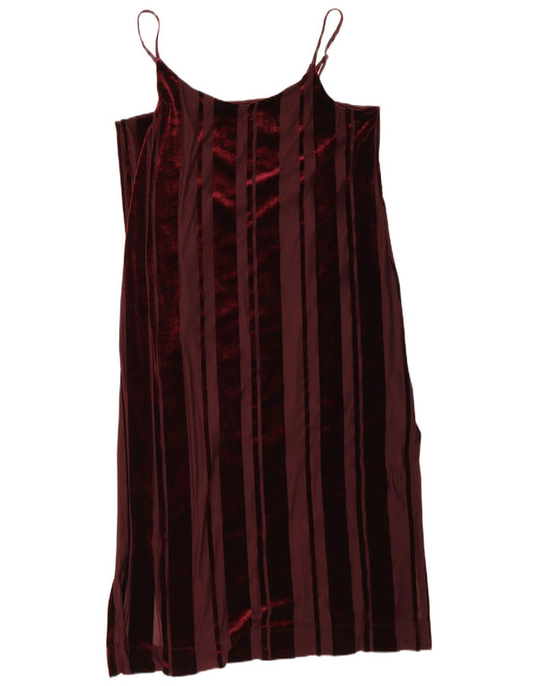 Dkny Γυναικείο βελούδινο φόρεμα UK 18 XL μπορντό ριγέ πολυεστέρα