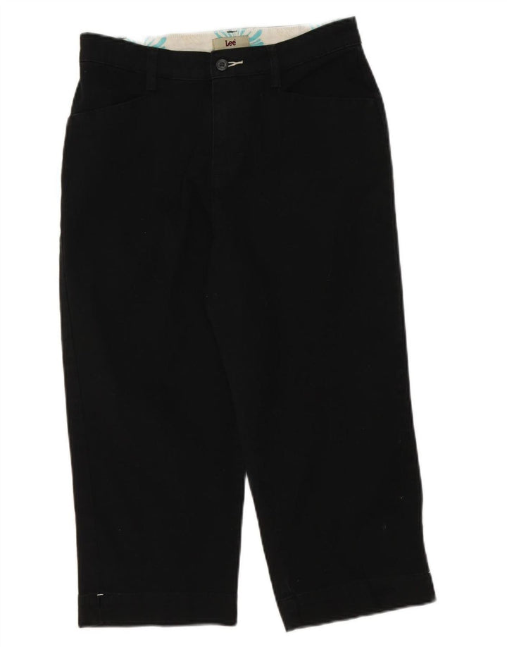 LEE Womens Straight Capri Trousers US 6 Medium W28 L19 Black Cotton