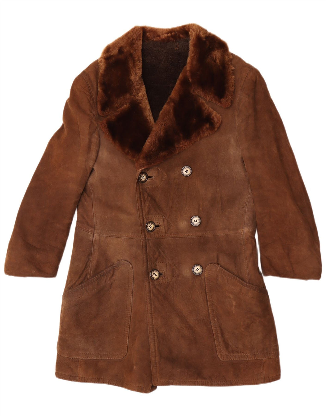 Vintage Γυναικείο Διπλό Παλτό Shearling UK 12 Μεσαίο Καφέ
