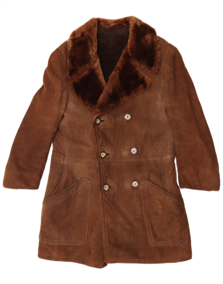 Vintage Γυναικείο Διπλό Παλτό Shearling UK 12 Μεσαίο Καφέ