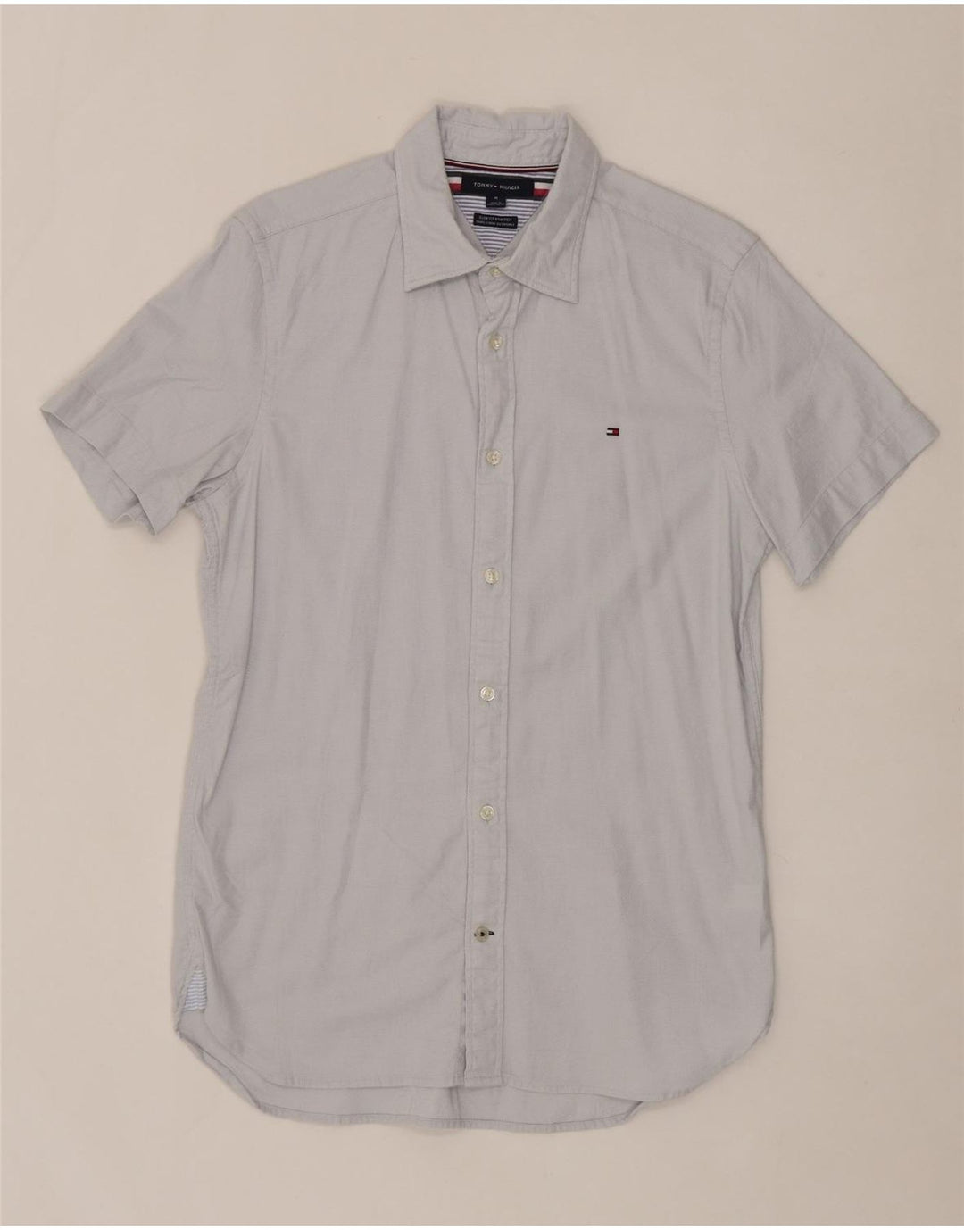 TOMMY HILFIGER Mens Slim Fit Shirt Medium Grey Cotton Vintage Tommy Hilfiger and Second-Hand Tommy Hilfiger from Messina Hembry 
