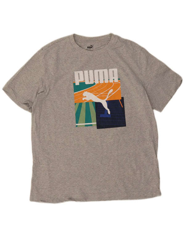 Ανδρικό γραφικό T-Shirt Puma Top Larg γκρι βαμβακερό