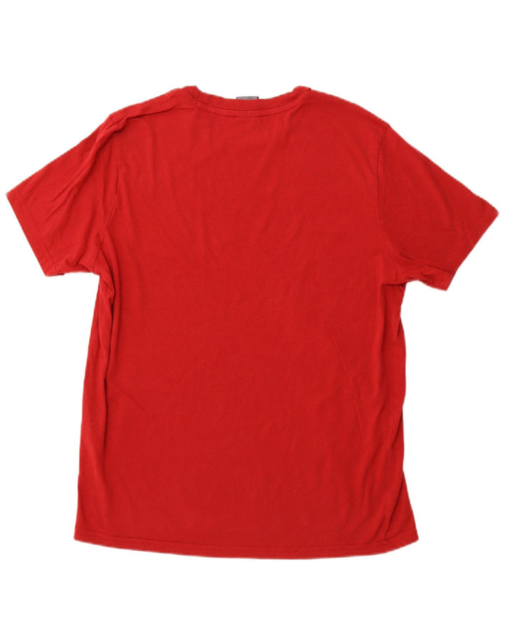 CHAMPION Ανδρικό γραφικό T-Shirt Top μεγάλο κόκκινο βαμβακερό