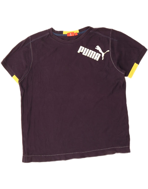 Ανδρικό γραφικό μπλουζάκι Puma Top Large Navy Blue Colourblock Βαμβακερό