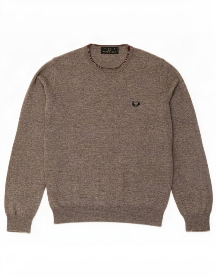Fred Perry Ανδρικό πουλόβερ με λαιμόκοψη με μεσαίο γκρι φλιτζάνι