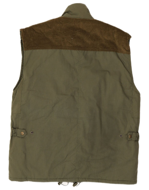Panoply Mens Corduroy Utility Gilet UK 40 Large Green Polyester