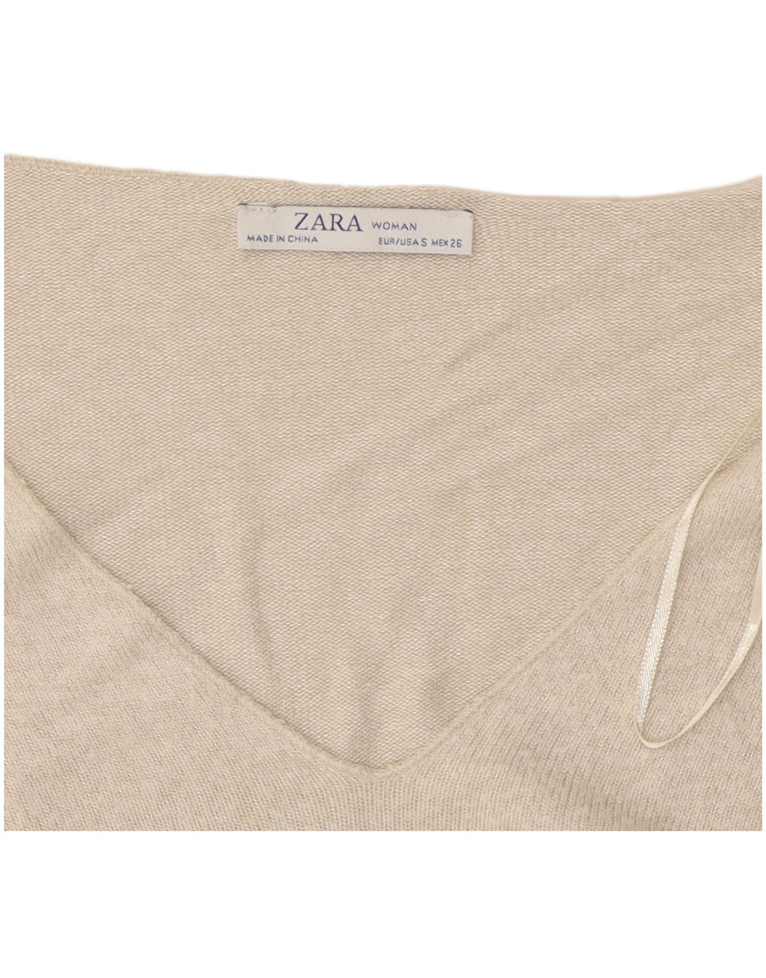 Γυναικείο πουλόβερ ZARA με V λαιμόκοψη UK 10 Small Off White