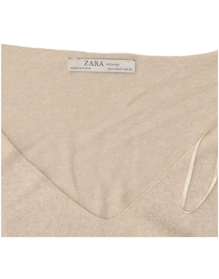 Γυναικείο πουλόβερ ZARA με V λαιμόκοψη UK 10 Small Off White