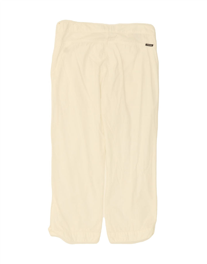 PLAYLIFE Womens Straight Cropped Trousers IT 44 Medium W30 L25 White Vintage Playlife and Second-Hand Playlife from Messina Hembry 