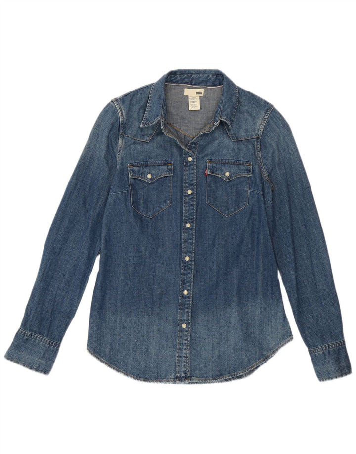 Γυναικείο τζιν πουκάμισο Levi's UK 10 Small μπλε βαμβακερό