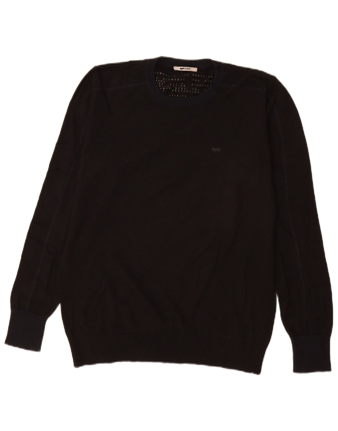 Ανδρικό πουλόβερ Gas Crew Neck Jumper Μεσαίο μαύρο βαμβακερό