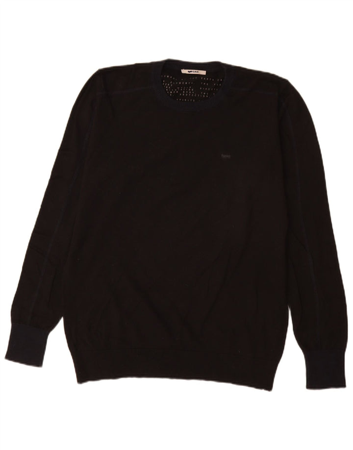 Ανδρικό πουλόβερ Gas Crew Neck Jumper Μεσαίο μαύρο βαμβακερό