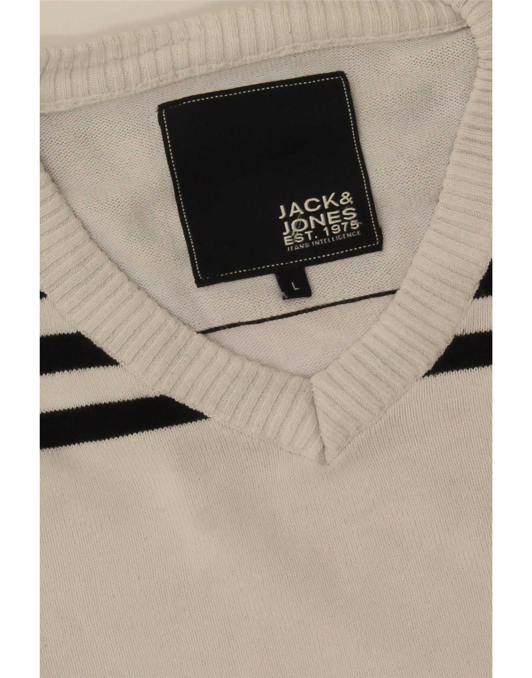 Ανδρικό πουλόβερ Jack & Jones με λαιμόκοψη σε μεγάλο λευκό χρώμα