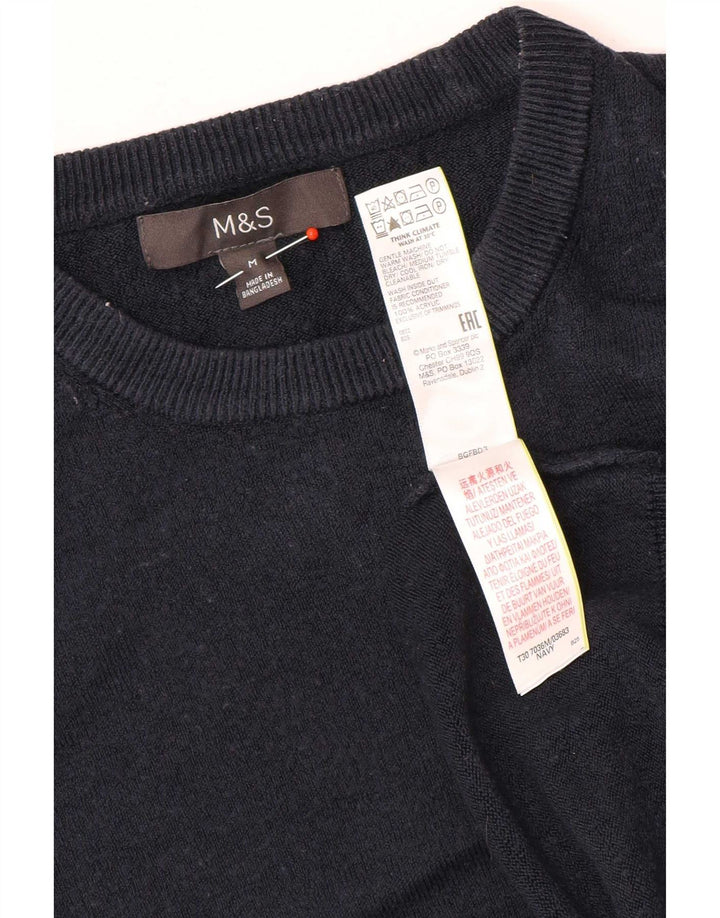 Marks & Spencer Ανδρικό πουλόβερ με λαιμόκοψη μεσαίου μπλε ακρυλικό