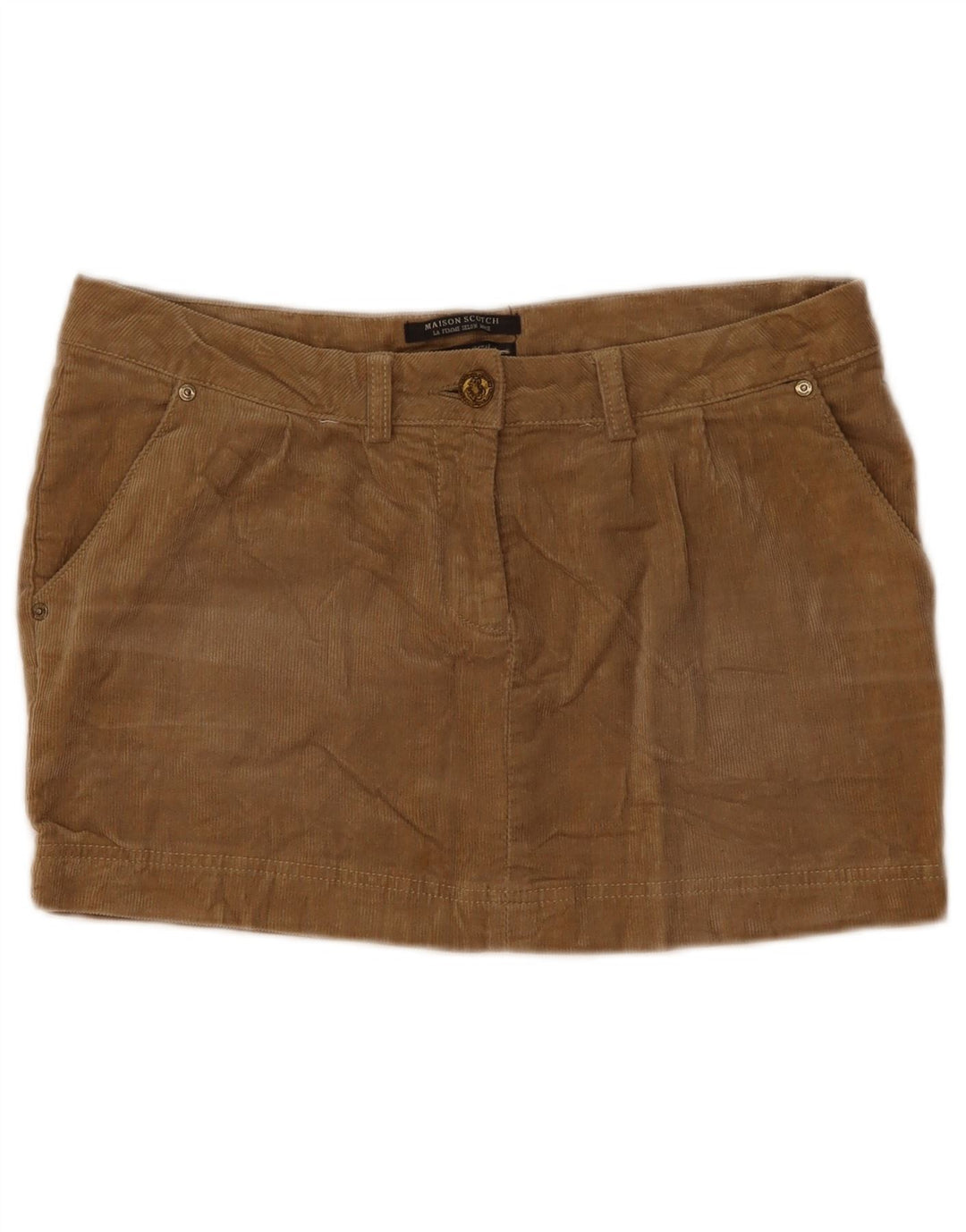 Maison Scotch Γυναικεία Κοτλέ Μίνι Φούστα W34 Μεγάλο Καφέ