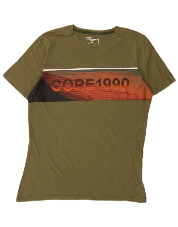 Jack & Jones Ανδρικό γραφικό T-Shirt Top XL Khaki Cotton