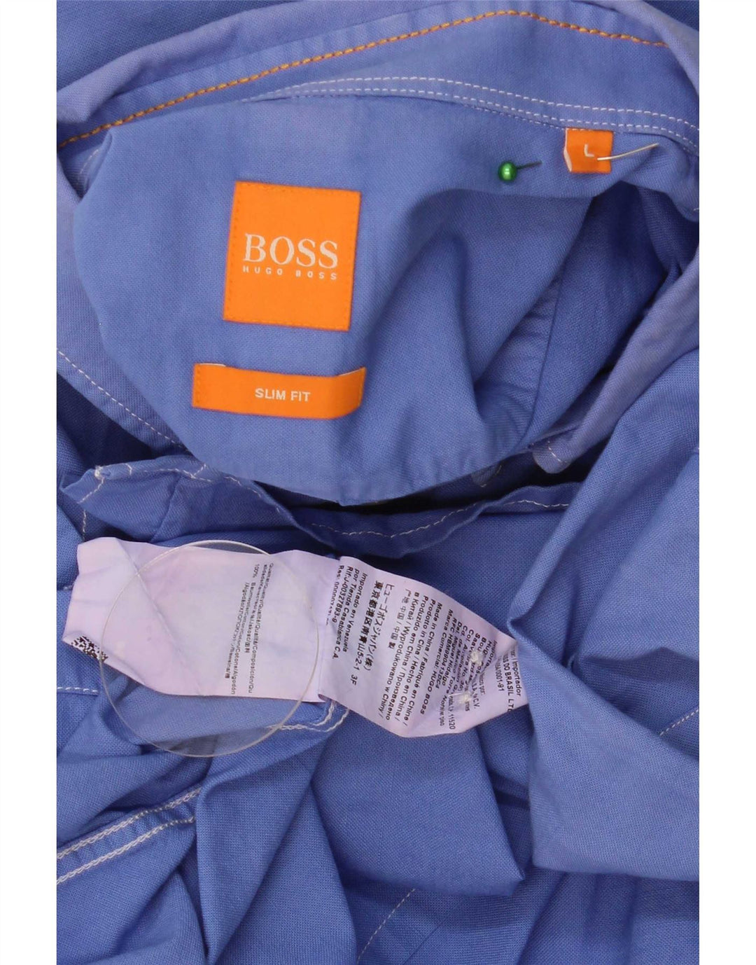 Ανδρικό πουκάμισο Hugo Boss Slim Fit μεγάλο μπλε βαμβακερό