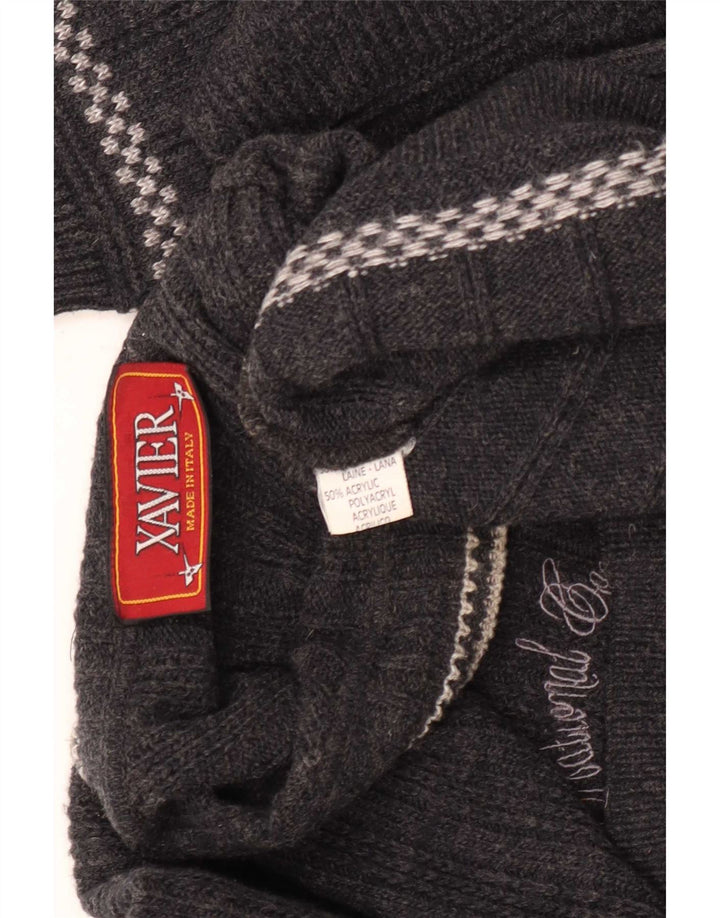 Ανδρικό πουλόβερ Xavier Graphic Crew Neck Jumper από μεγάλο γκρι μαλλί