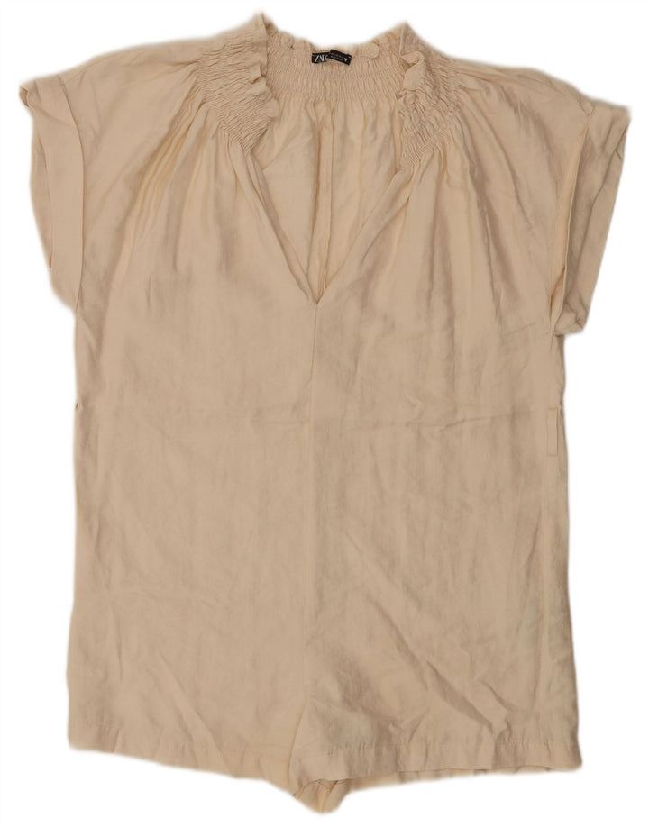 ZARA Γυναικεία Υπερμεγέθη Playsuit UK 6 XS Beige Lyocell