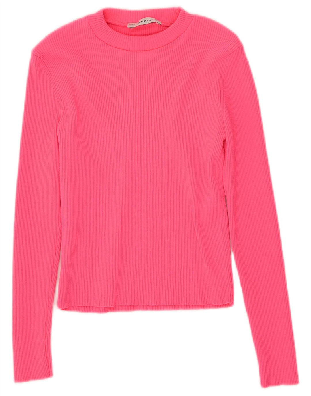 Zara Γυναικείο Crop Top Μακρυμάνικο UK 8 Small Pink Polyamide