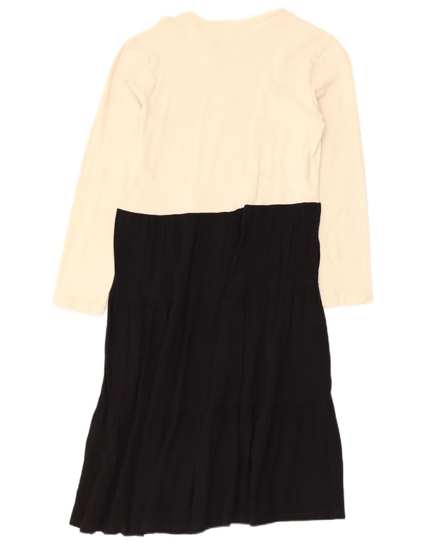 Zara Γυναικείο μακρυμάνικο φόρεμα A-Line UK 12 Medium White Colourblock
