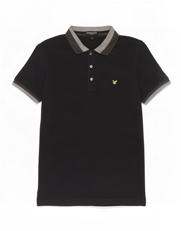 Ανδρικό πουκάμισο πόλο Lyle & Scott, μεσαίο μαύρο χρώμα, βαμβακερό