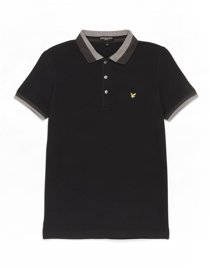Ανδρικό πουκάμισο πόλο Lyle & Scott, μεσαίο μαύρο χρώμα, βαμβακερό