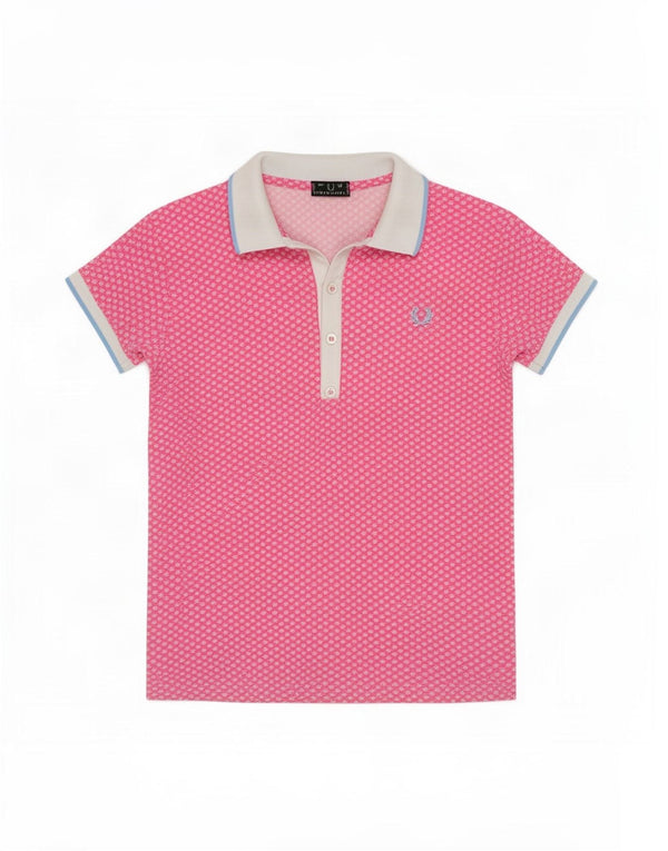 Fred Perry Γυναικείο Crop Polo πουκάμισο UK 12 Medium Pink Floral βαμβακερό