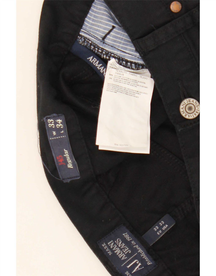 Armani Ανδρικό Regular Casual Παντελόνι W33 L27 Μαύρο βαμβακερό