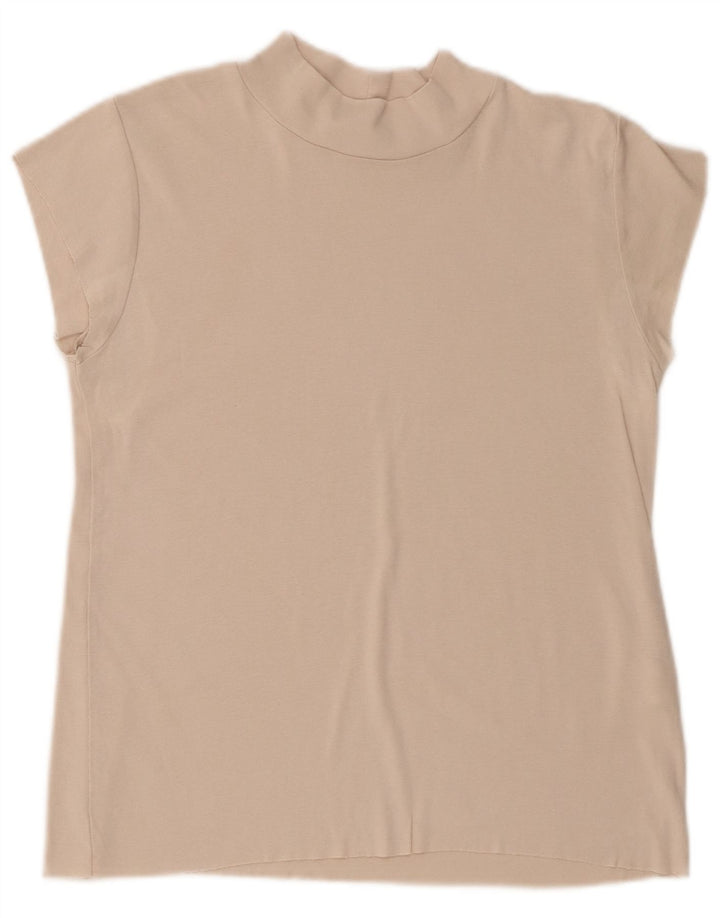 Zara Γυναικείο T-Shirt Top UK 12 μεσαίο μπεζ βαμβακερό
