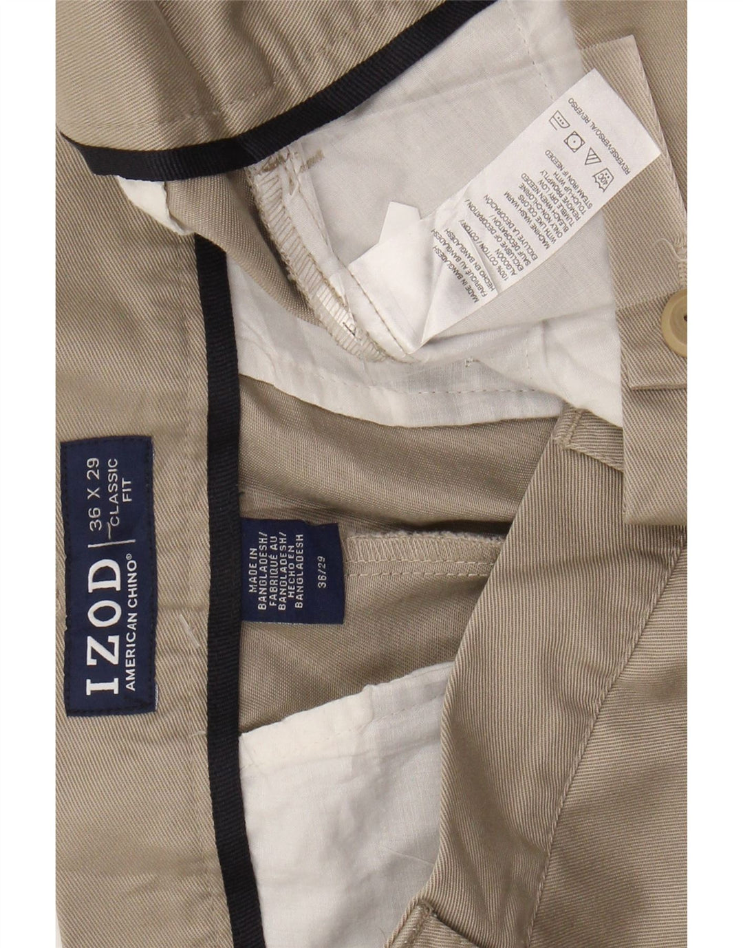 Ανδρικό ίσιο παντελόνι Chino IZOD Classic Fit W36 L29 Μπεζ βαμβακερό