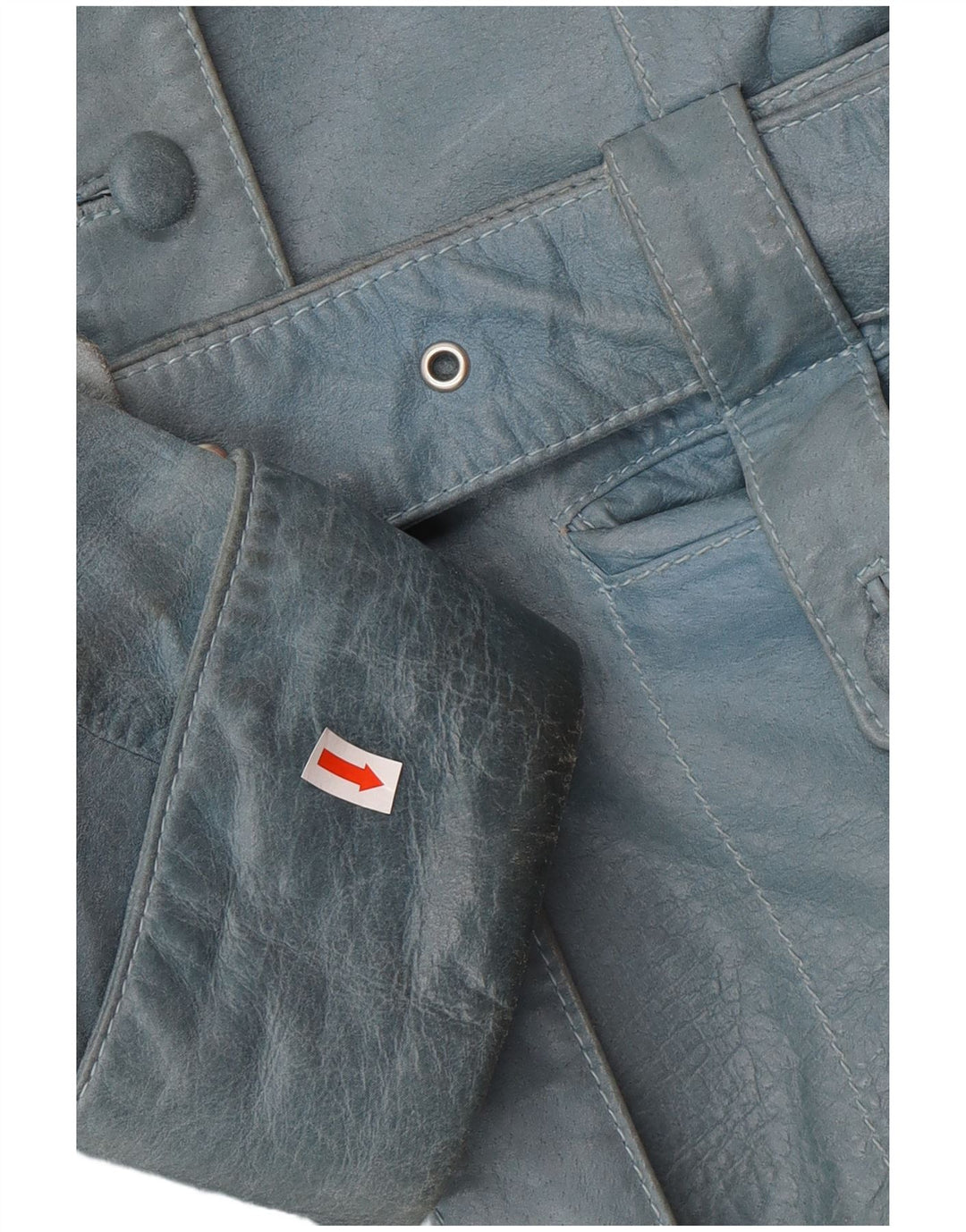 VINTAGE Γυναικείο Δερμάτινο Μπουφάν UK 12 Medium Blue